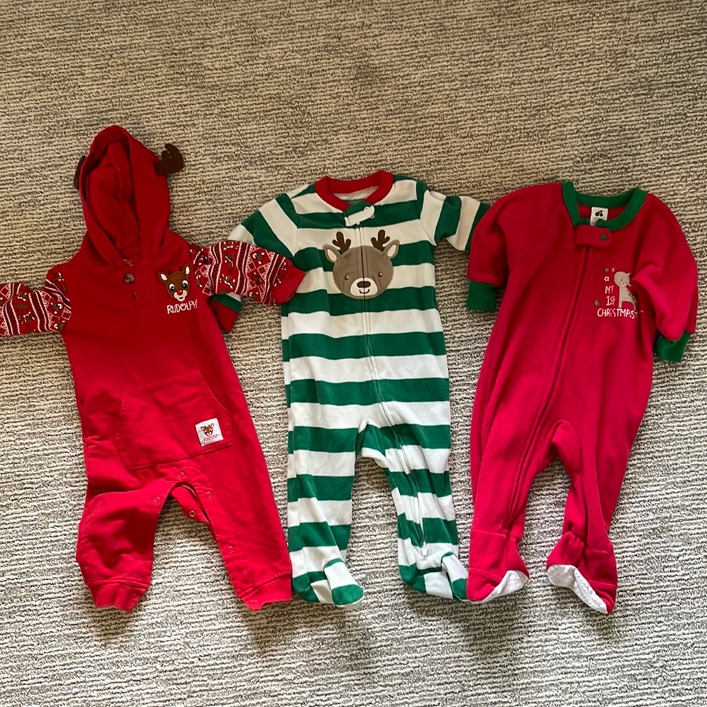 9 & 9-12mo Christmas onesies / pajamas